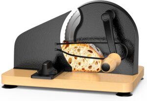 Upgraded Manual Bread Slicer for Homemade Sourdough Bread Adjustable Thickness& Evenly Slicing, Metal Guide, Hand Crank Bread Slicer with Scale Line & Suction Base,Sharp Stainless Steel Blade