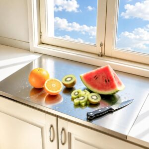 Stainless Steel Cutting Board with Lip Metal Chopping Board for Kitchen