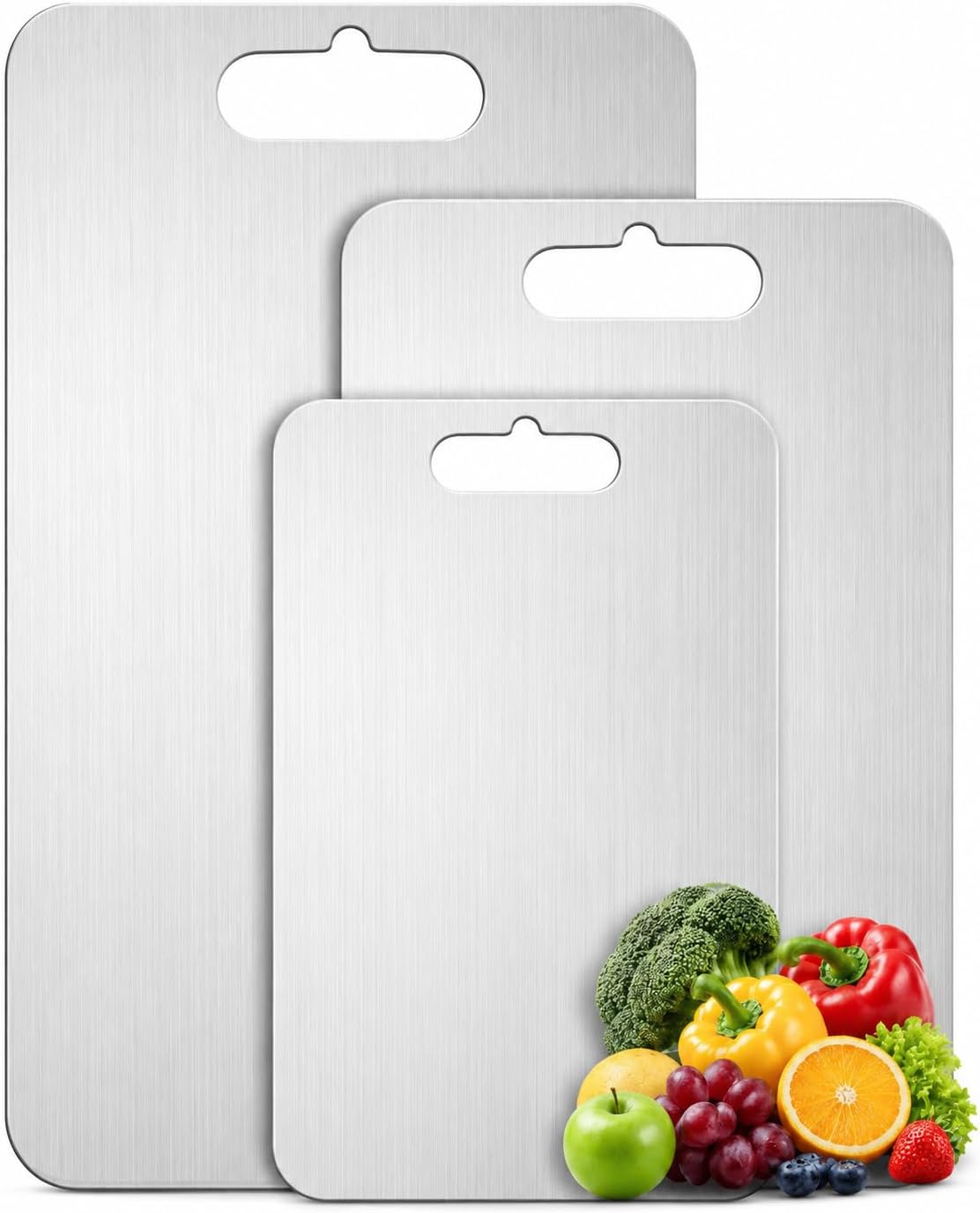 Titanium Cutting Board Set of 3,100% Pure Titanium Cutting Boards for Kitchen, Double Sided Non Toxic Cutting Board, Ideal Charcuterie & Chopping for Meat, Hygiene Durable Dishwashr（XL+L+M)