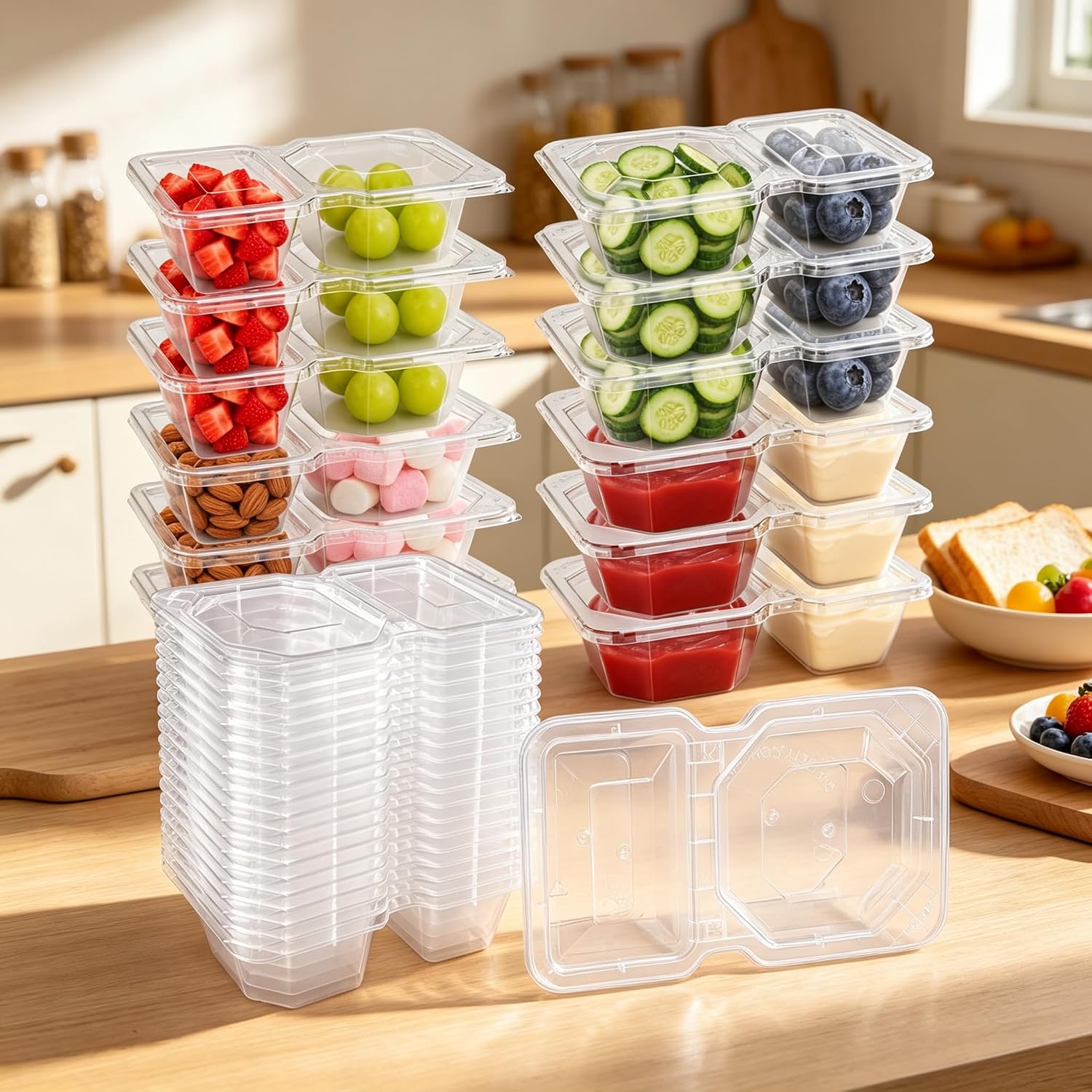 QCQHDU 8 oz Snack Containers with Lids: Leak-Proof & Portable