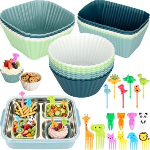 66PCS Silicone Lunch Box Dividers & Cute Animal Food Picks for Kids