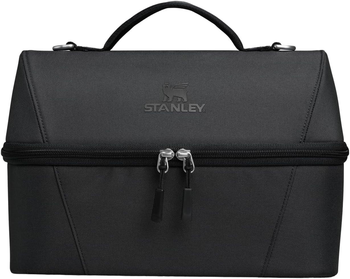 Stanley FlowState Duo 7.76L insulated lunch bag in black featuring a classic soft-sided design.