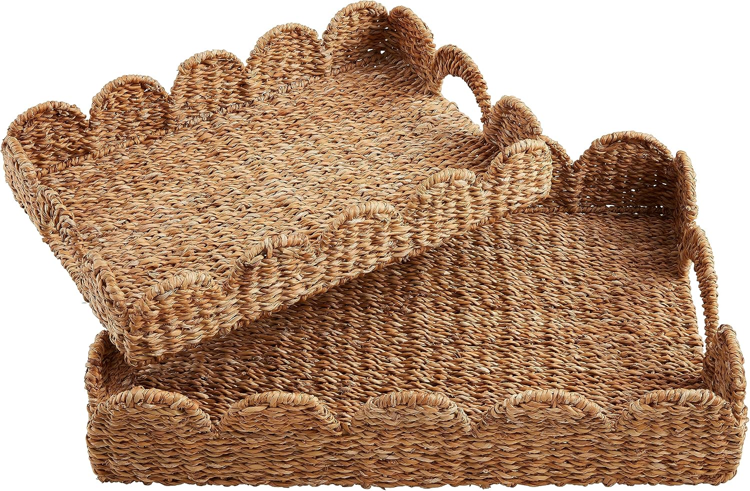 Mud Pie Nested Scallop Woven Trays Set; 21.63"X15.75"