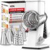 GDL rotary cheese grater featuring four interchangeable stainless steel blades for versatile kitchen prep.