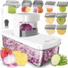 KEOUKE 8-in-1 vertical vegetable chopper in white featuring a compact storage design