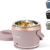 Crock-Pot portable electric lunch box in elegant blush pink with a modern-vintage aesthetic.