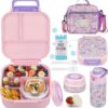 Zeekala kids bento lunch box set with matching pink horse insulated bag and accessories