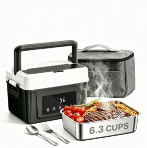 BGPRECISE 6.3-cup cordless electric lunch box with 1.5L capacity for portable meal heating