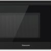 Front view of the Panasonic 1.2 cu.ft. compact inverter microwave in a sleek black finish.