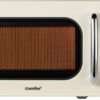 Front view of the COMFEE' 0.7 cu. ft. retro microwave oven in a stylish cream finish.