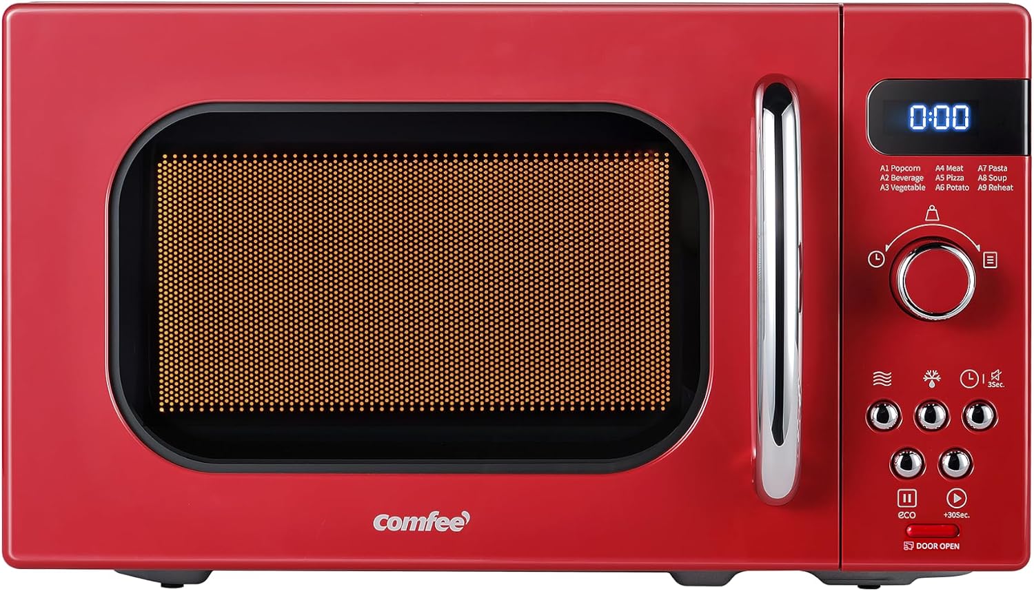 COMFEE' 0.7 Cu. Ft. Small Retro Microwave with 9 Presets