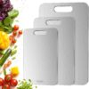 The complete Sufkodu 3-piece titanium cutting board set featuring M, L, and XL sizes for versatile kitchen prep.