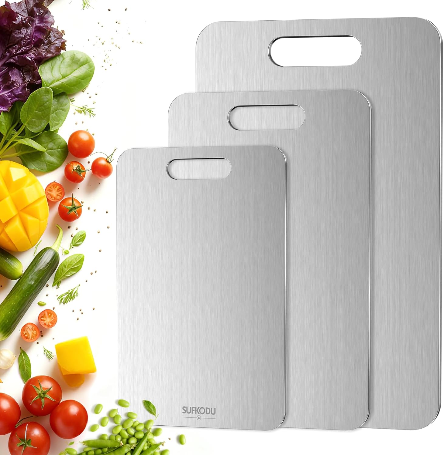 Sufkodu 3-Piece Titanium Cutting Board Set: Durable & Hygienic
