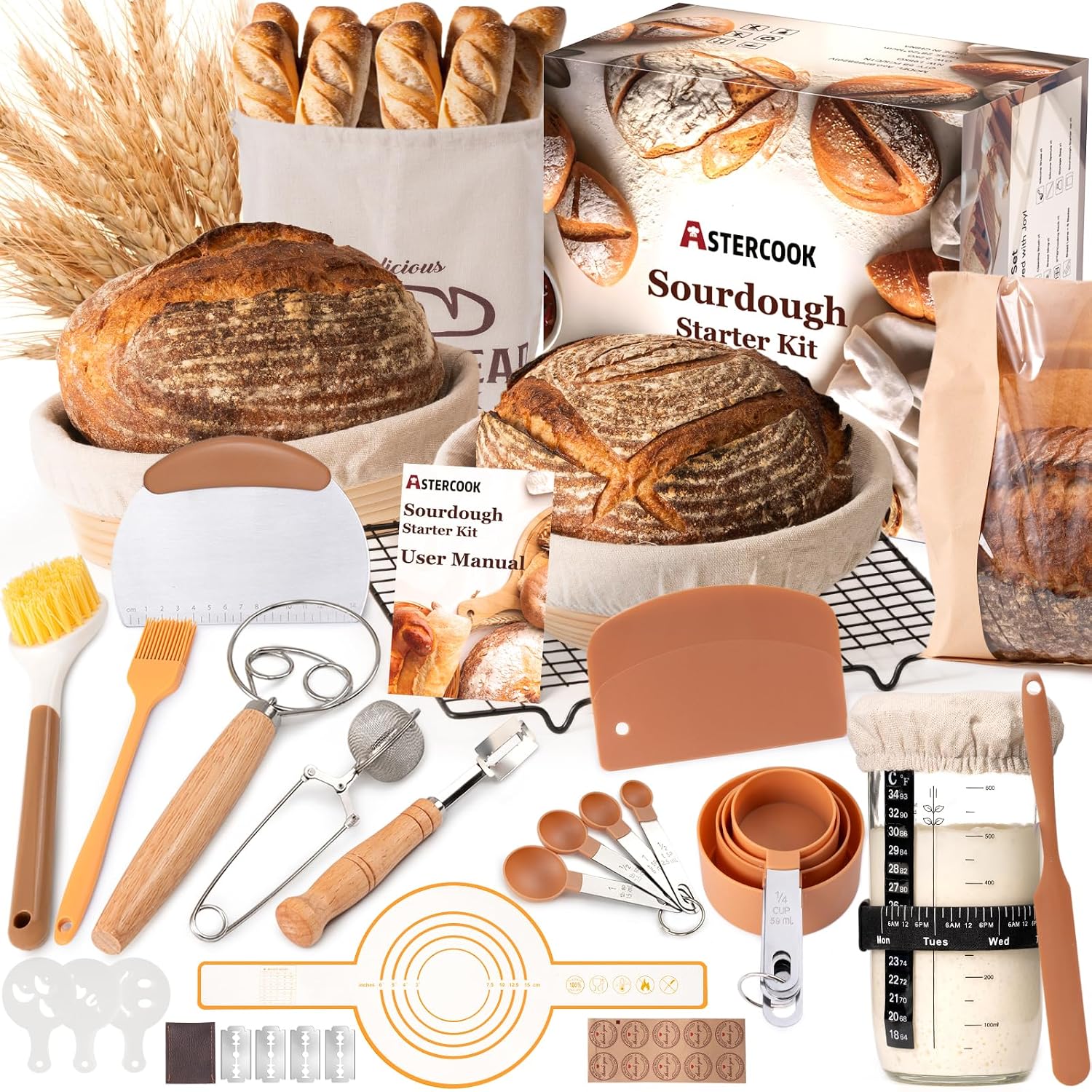 Astercook All-in-One Sourdough Starter Kit for Artisan Bread