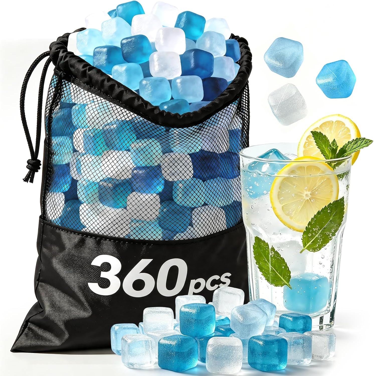 SHENGQIPC 360-Pack Reusable Ice Cubes for Drinks & Ice Baths