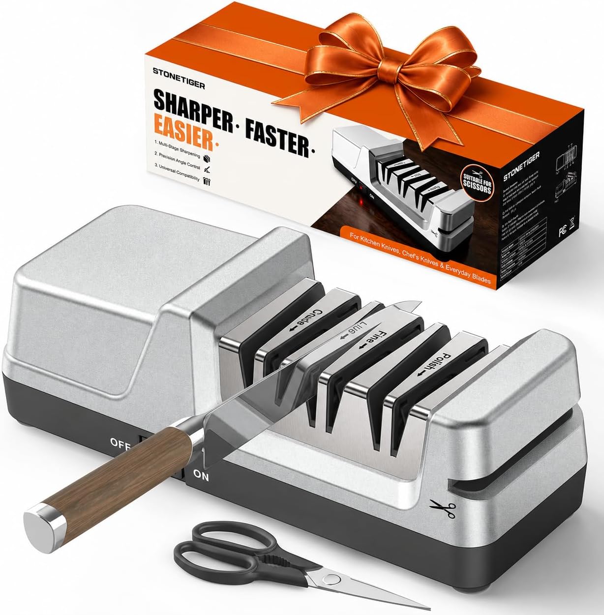 Stonetiger 4-in-1 Electric Knife Sharpener for Home Kitchens