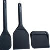 Ooni 3-piece dough preparation tools set featuring a scraper, easy-lift spatula, and mixing spatula.