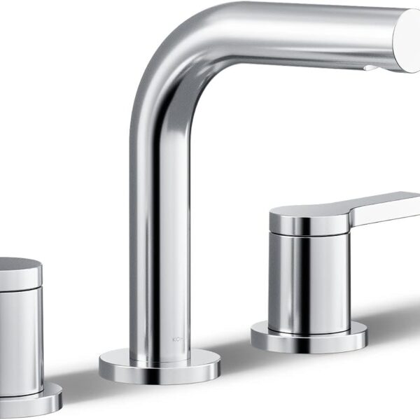 KOHLER K-33592-4K-CP Elate® Widespread Bathroom Sink Faucet, Durable Brass Bathroom Faucets, Sleek Finish, 1.0 GPM, Polished Chrome