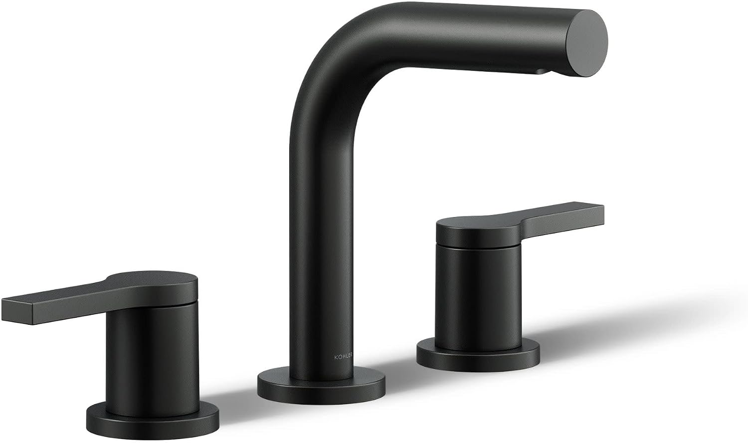 KOHLER Elate matte black widespread bathroom faucet with sleek geometric lever handles