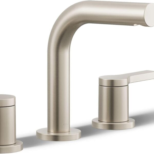 KOHLER K-33592-4K-BN Elate® Widespread Bathroom Sink Faucet, Durable Brass Bathroom Faucets, Sleek Finish, 1.0 GPM, Vibrant Brushed Nickel