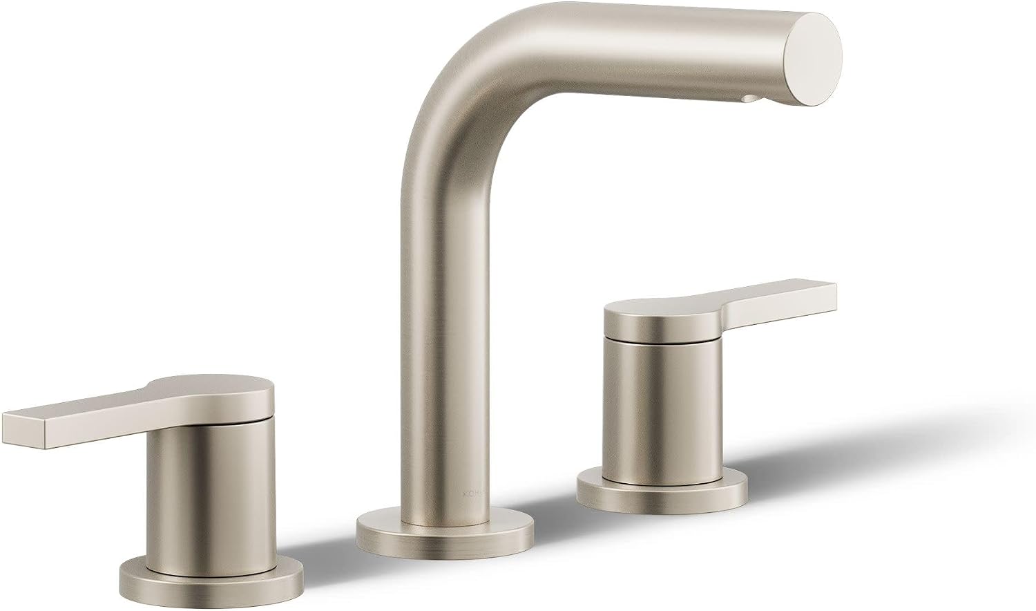 Front view of the KOHLER Elate widespread bathroom sink faucet in a vibrant brushed nickel finish