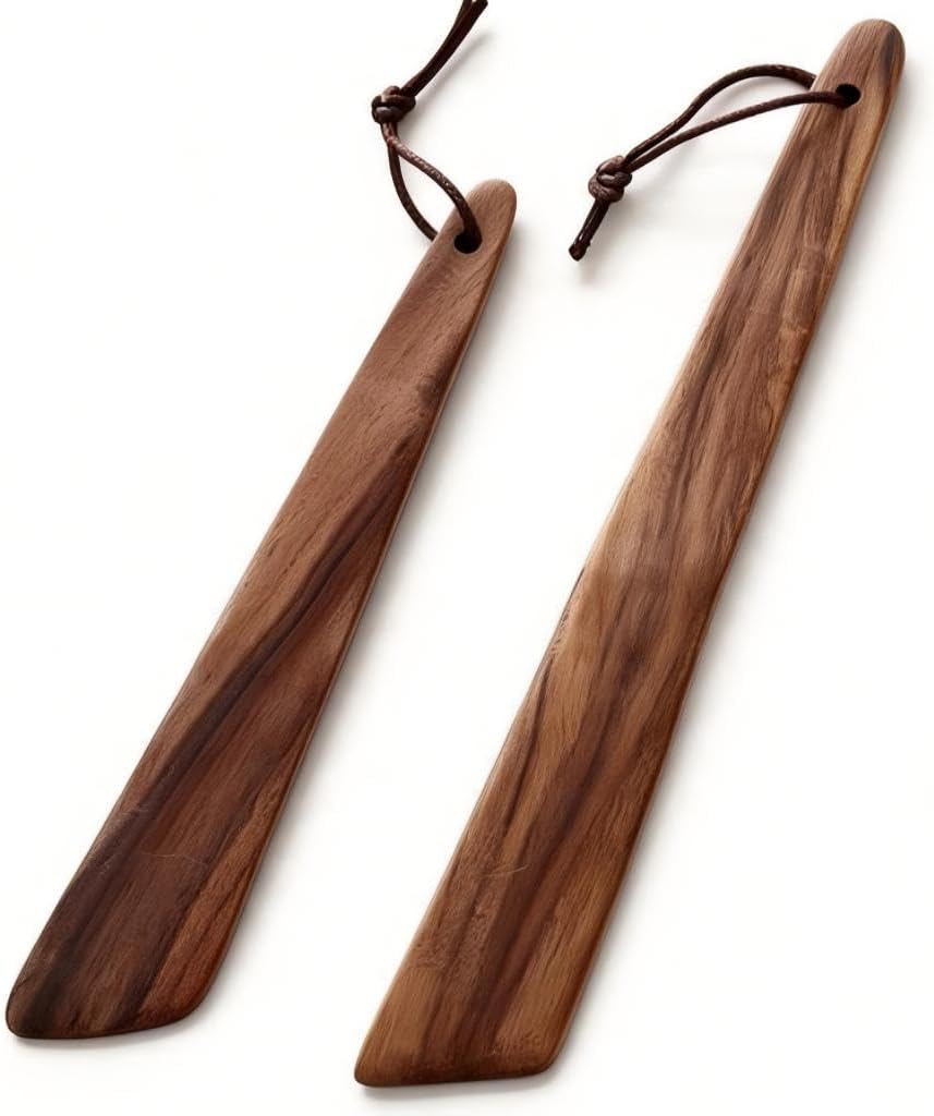 DNWYPRI 2-piece acacia wood spatula set featuring 10-inch and 12-inch turner utensils