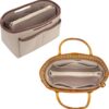 ZTUJO Extra Large beige felt purse organizer insert shown empty to display the structured shape.