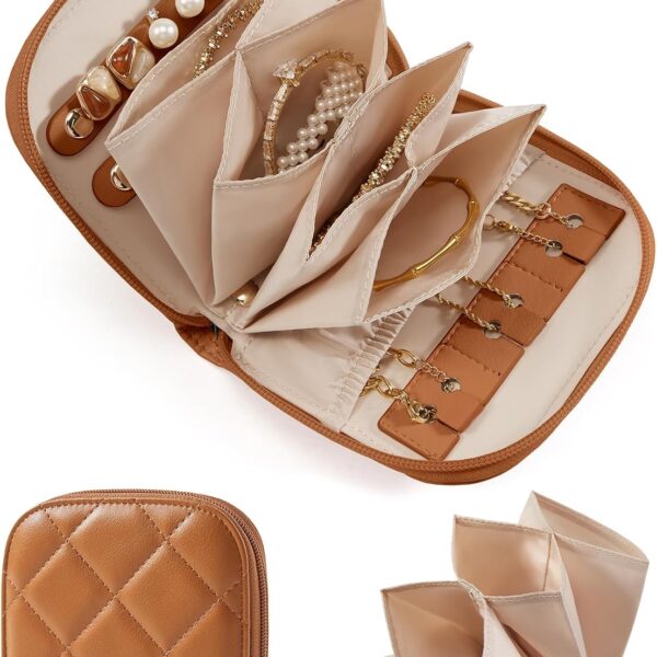 BAGSMART Leather Travel Jewelry Case: Compact & Organized
