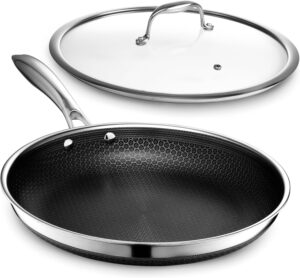 HexClad 12" Hybrid Nonstick Frying Pan with Lid, Dishwasher & Oven Safe
