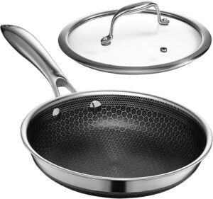HexClad 8" Hybrid Nonstick Frying Pan with Lid, Dishwasher & Oven Safe