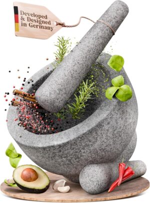 ChefSofi Mortar and Pestle Set (Gray, 5-Cups)