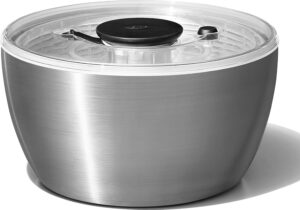 OXO Good Grips Stainless Steel Salad Spinner, Vegetable Washer - 6.22 Qt
