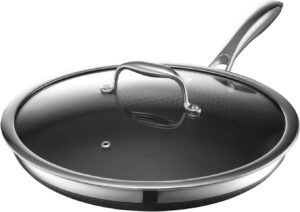HexClad 12" Hybrid Nonstick Frying Pan with Lid, Dishwasher & Oven Safe