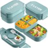 Bento Lunch Box, 65 oz 3-Tier Stackable Lunch Container, Adjustable 2/3 Tier Design, BPA-Free Food-Grade Plastic, Leakproof, Microwave & Dishwasher Safe, Green