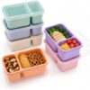 6 Pack Bento Snack Boxes, 2 Compartments, Wheat Straw