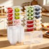 Close-up of the dual-compartment interior in QCQHDU 8 oz snack containers to keep sauces and food separate