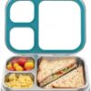 Top view of the HOMEKOL stainless steel bento box with a clear Tritan lid for meal visibility