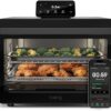Front view of the 25-quart CHEF iQ smart air fryer toaster oven with edge-to-edge glass window