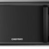Close-up of the Chefman compact countertop microwave digital control panel with one-touch presets.