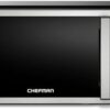 Front view of the Chefman 700W digital microwave with easy-to-use control panel