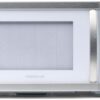 Close up of the LED display and digital control panel on the Farberware 1000 watt microwave.
