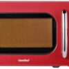 A stylish small retro microwave perfect for compact kitchen countertops, apartments, or dorm room living.