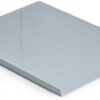 Close-up of the 1.5mm thick large titanium cutting board showing the smooth polished edges