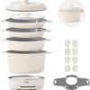Close up of the stackable nesting cookware design showing efficient cabinet storage