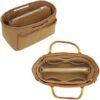 Close up detail of the premium felt fabric and PU leather trim on the ZTUJO handbag organizer