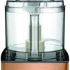 Front view of the Cuisinart 14-cup food processor showing its durable copper brushed housing