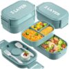 Bento Lunch Box, 65 oz 3-Tier Stackable Lunch Container, Adjustable 2/3 Tier Design, BPA-Free Food-Grade Plastic, Leakproof, Microwave & Dishwasher Safe, Green