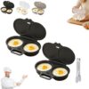2026 New Dual Cavity Microwave Egg Poacher With Lid & Handle，Dark Gray
