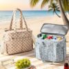 Corduroy Lunch Box for Women Insulated Lunch Bag Cooler Tote Bag