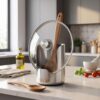2 In1 Multi-Functional Kitchen Utensil Holder, Heavy Duty Stainless Steel Pot Lid & Spoon Rack, Space-Saving Vertical Stand for Spatulas,Tongs,Countertop Organizer,Thickened Storage Stand (1 Pcs)
